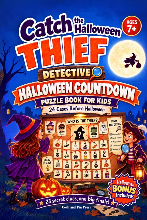 The hardcover edition of Catch the Halloween Thief with its blue moonlit cover.
