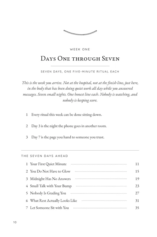 Page 10 of Becoming the Best Mom Ever: the overview of week one, days one through seven.