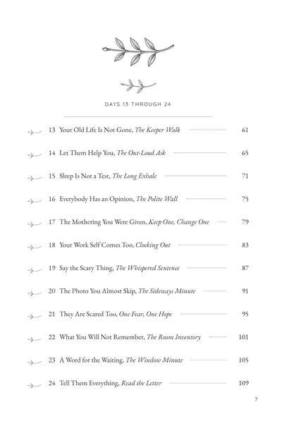 The index on page 7: Days 13 to 24, each with its ritual