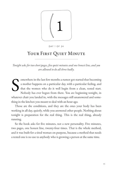Day 1, Your First Quiet Minute, on page 11 with its numbered tile
