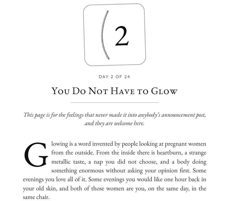 The top of page 15: the Day 2 tile, the title You Do Not Have to Glow, and the opening paragraph with its drop cap