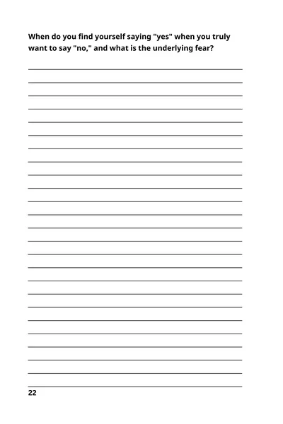 Page 22, the big Door 5 question about saying yes when you want to say no, with lines to write on