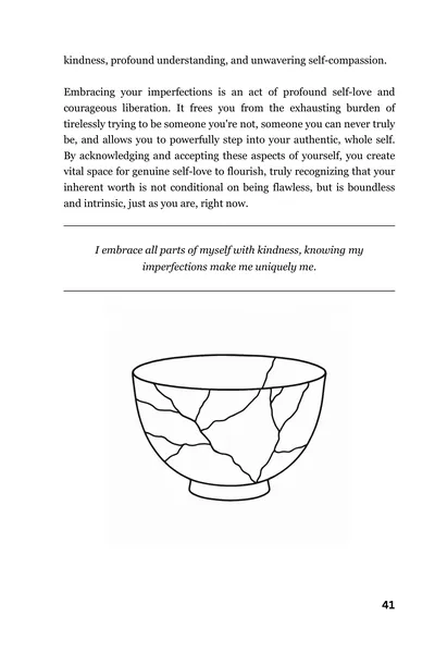 Page 41, Door 10 on imperfection, with a drawing of a bowl mended along its cracks
